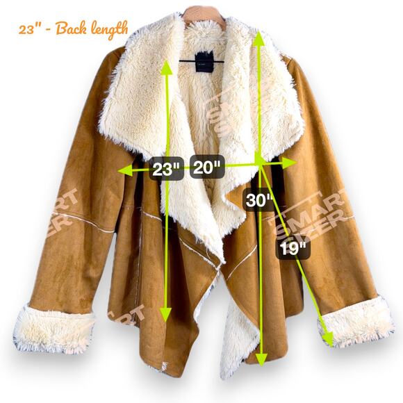 Suede Faux Fur Cascade Jacket Western Large Penny Lane Cowgirl Y2K Camel Me Jane - Picture 6 of 8